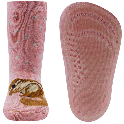 Antislipsok Ewers Bruine Eekhoorn met Geborstelde Staart - Roze Sok