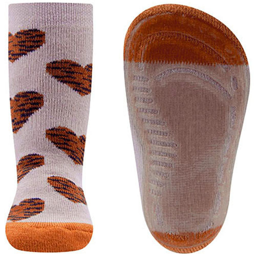 Antislipsok Ewers - Oudroze met Oranjebruine Hartjes