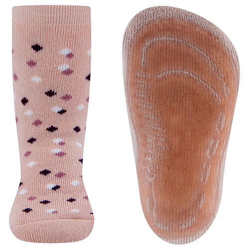 Antislipsokken Ewers Kindermaat - Roze met Stippen Design  Creme & Lila & Paars - Siliconenzool