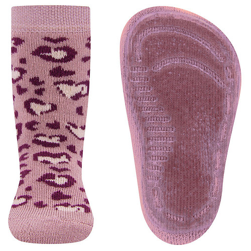 Antislipsokken Ewers Volwassenen - Oudroze met Luipaardvlek Hartvormig Design Paars & Creme - Siliconenzool