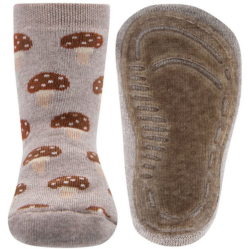 Antislipsok Beige - Bruine Paddenstoelen met stippen - Ewers