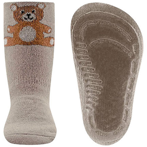 Antislipsok Ewers - Beige Gemeleerd met Bruine Teddybeer