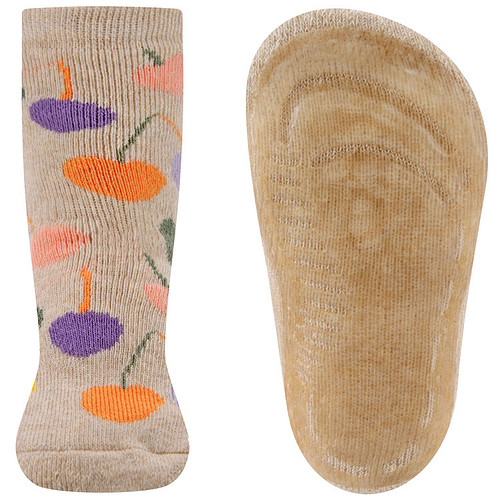 Antislipsokken Ewers Kindermaat - Beige met Kersen Paars/Oranje/Roze/Groen - Siliconenzool