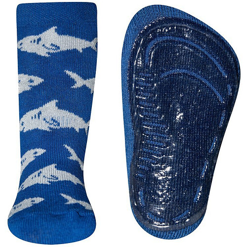 Antislipsok blauw met haaien