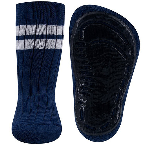 Antislipsokken ribstof Blauw met witte streep