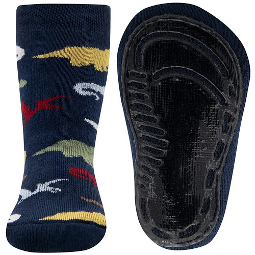 Antislipsok Donkerblauw met Gekleurde Dinosaurussen - Ewers