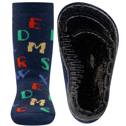 Antislipsok Ewers Donkerblauw met Gekleurde Letter in Rood-Groen-Geel-Blauw