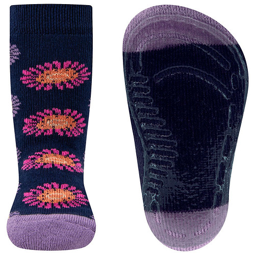 Antislipsok Ewers - Donkerblauw en Lila met Gekleurde Bloemen - Grote Maten Volwassenen