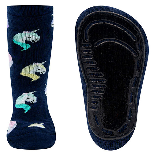 Antislipsokken Ewers maat 35/38 - Donkerblauw met Eenhoorns Pasteltinten - Siliconenzool