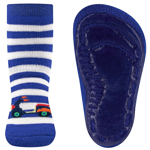 Antislipsokken Ewers Kindermaat - Blauw met Witte Strepen & Scooter - Siliconenzool
