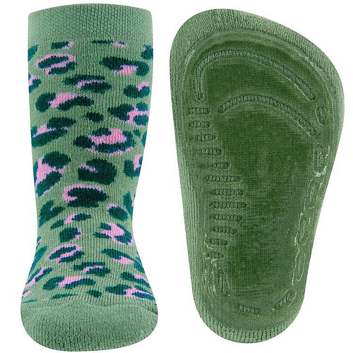 Antislipsok Licht Olijfgroen met Wildlife print