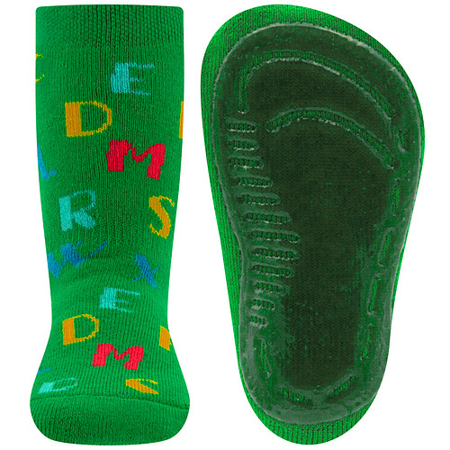 Antislipsok Ewers Groen met Gekleurde Letter in Lichtblauw-Geel-Rood-Blauw