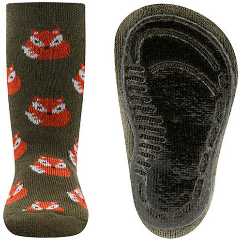 Antislipsok Ewers - Donkergroen met Oranje Vosjes