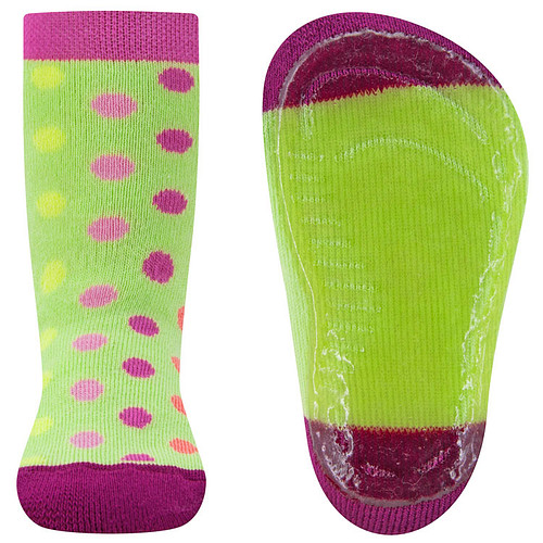 Antislipsok Ewers - Lichtgroen met Donkerroze - Diverse Stippen Roze & Groen
