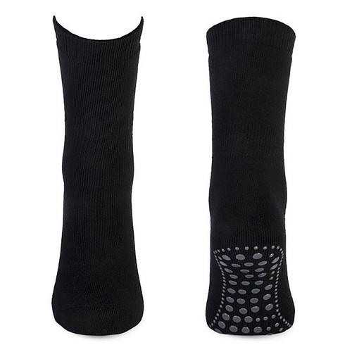 Huis Sokken Antislip - Basset- Zwart met Antislipnoppen Siliconen - Badstof Voering