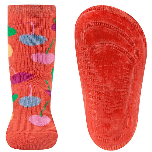 Antislipsokken Ewers Kindermaat - Oranje met Kersen Blauw/Roze/Groen/Geel - Siliconenzool