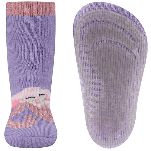 Antislipsok Ewers - Lila met Roze Glittergaren - Zeemeermin & Schelp 