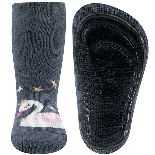 Antislipsokken Grijs met Zwaantje en glittergaren