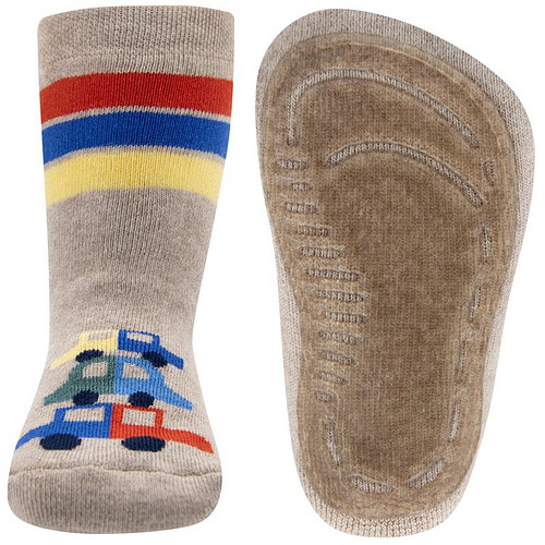 Antislipsok Lichtgrijs met Autos en Strepen - Ewers