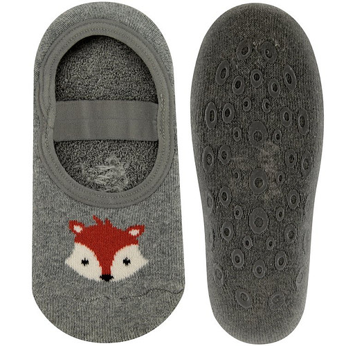 Antislipslofje met Bandje Grijs met Vosje - Ewers