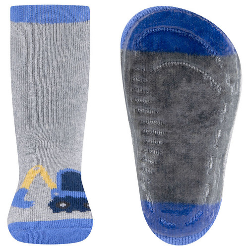 Antislipsokken Ewers Kindermaat - Grijs & Blauw Graafmachine - Siliconenzool