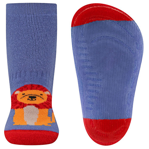 Antislipsok Ewers - Blauw en Rood met Cartoon Leeuw