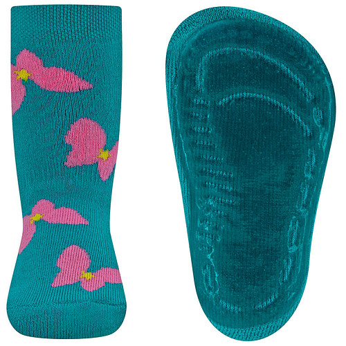 Antislipsokken Ewers Kindermaat - Turquoise met Roze Vilnders - Siliconenzool