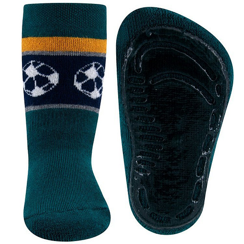 Antislipsok Zeegroen met Strepen en  Voetballen