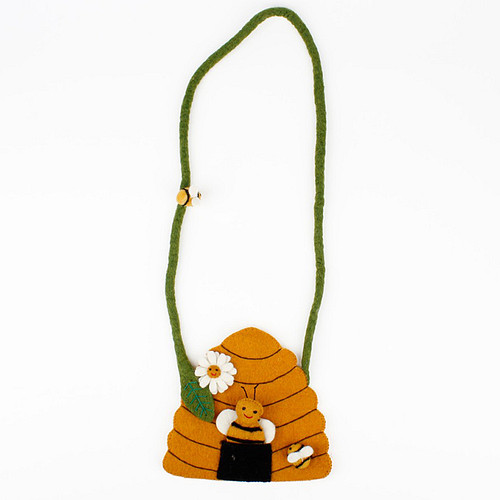 Vilten Tasje Bijenkorf met Vingerpopje - 18x53cm