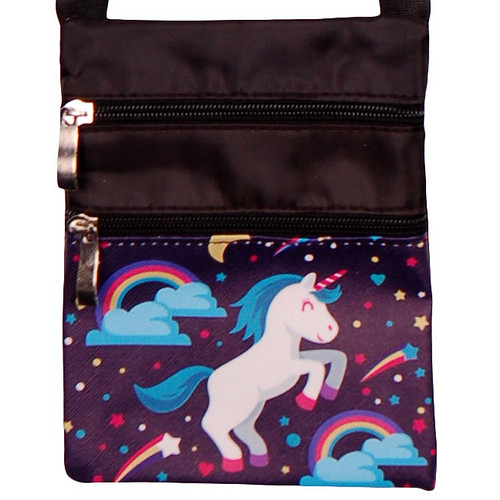 Schoudertasje met eenhoorn en regenbogen - 18x14cm