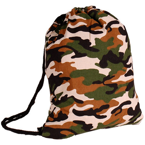 Trekkoordtas camouflage canvasachtige stof