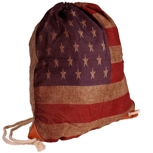 Trekkoordtas Amerikaanse Vlag canvasachtige stof