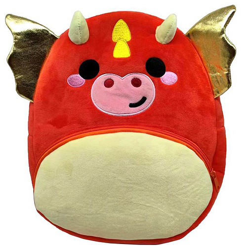 Rugzak Kindermaat - Draak Roscoe - Rood/Goud - Adoramagic - Pluche - 30x23x10cm