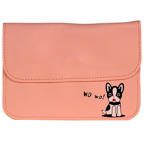 Schoudertasje lichtroze met hondje "Wo Wo" - 12,5x18cm