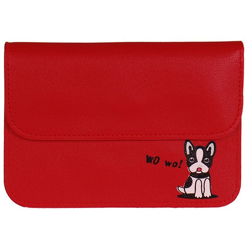 Schoudertasje rood met hondje "Wo Wo" - 12,5x18cm