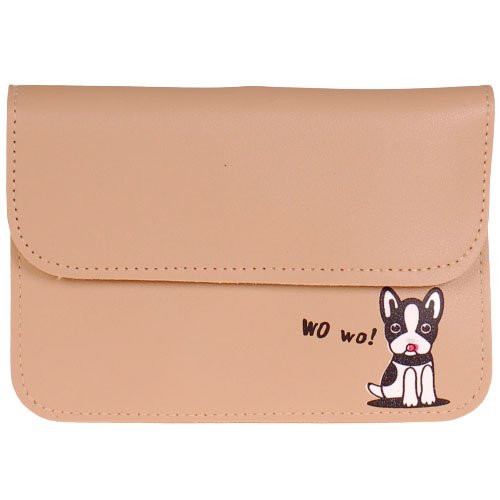 Schoudertasje beige met Hondje "Wo Wo" - 12,5x18cm
