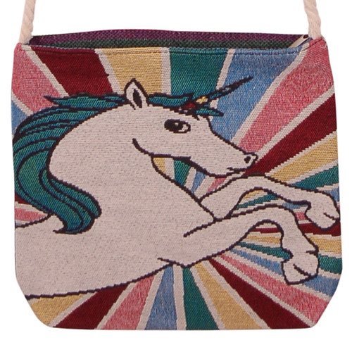 Schoudertasje van stof eenhoorn