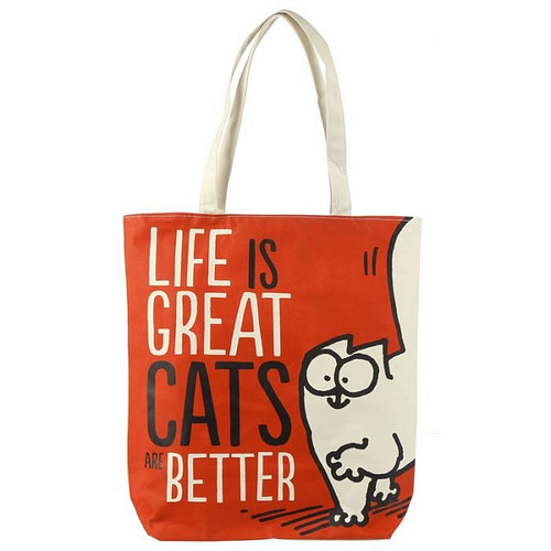 Katoenen tas met rits en voering - Simon's Cat
