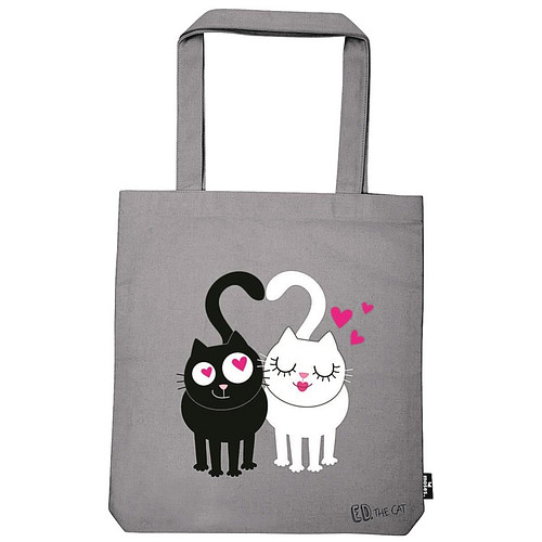 Katoenen tas beige - Ed the cat - Verliefd