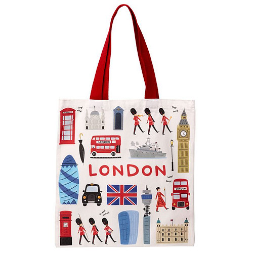 Tas Shopper - LONDON - Skyline Iconic Sights - Polykatoen Herbruikbaar - 39.5x37.5cm
