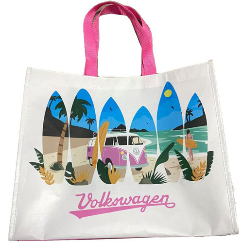 Shopper Boodschappentas VW Volkswagen T1 Busje - Originele Licentie - Waves Are Calling - Duurzaam Herbruikbaar RPET - 33x40x17cm