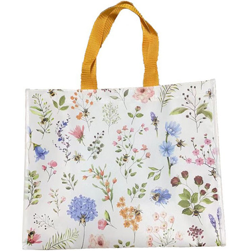 Shopper Boodschappentas Diverse Wilde Bloemen met Bijen - The Nectar Meadows - Originele Licentie - Duurzaam Herbruikbaar - 40x17x33cm