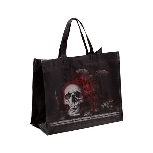 Shopper/Boodschappentas - Gothica Skull - Zwart&Rood - Duurzaam - 40x17x33cm