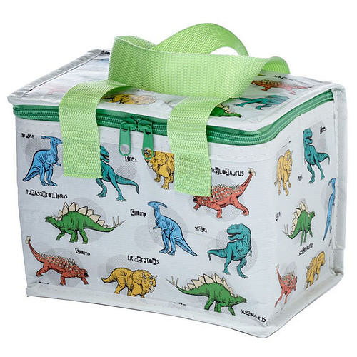 Koeltas Gekleurde Dinosaurissen met namen RPET - Wit - 20x30x20cm