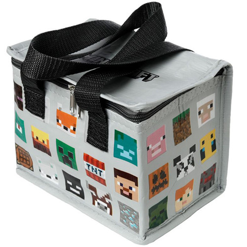 Koeltas/Lunchtas Minecraft Mob Faces - Originele Licentie - Duurzaam Herbruikbaar RPET - 16x21x13cm