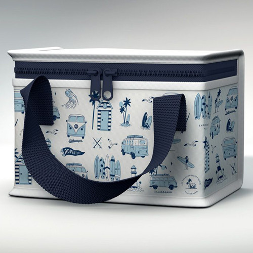 Koeltas/Lunchtas VW Volkswagen T1 Bus Explore More Beach Life Blauw - Originele Licentie - Duurzaam Herbruikbaar RPET - 16x20x13cm