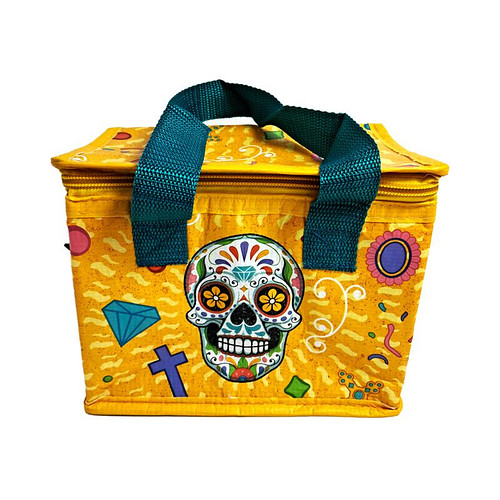 Lunchtas/Koeltasje - Dia de los Muertos /Dag van de Dode - Geel - RPET - Duurzaam - 17x20x13cm