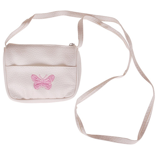Schoudertasje wit met geborduurde vlinder