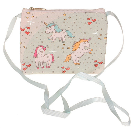 Schoudertasje lichtgroen met eenhoorns