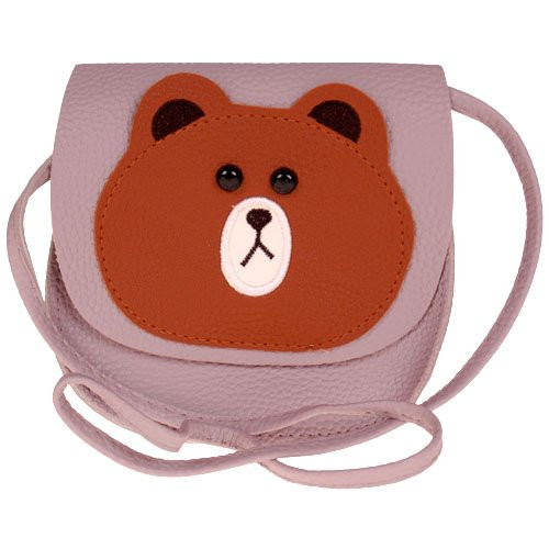 Nepleer schoudertasje grijs met beertje - 16x16x6 cm